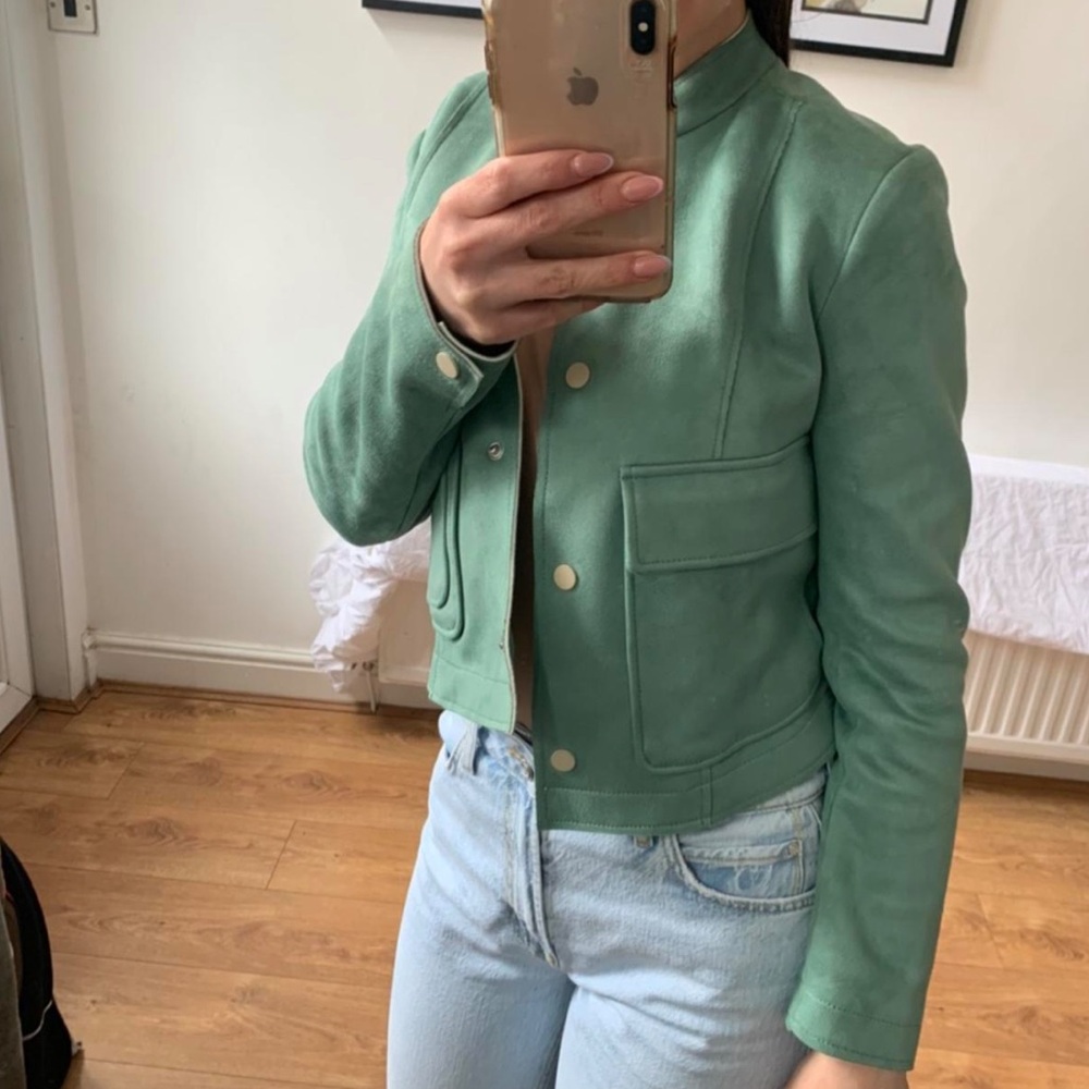 Zara Green Cropped Utility Jacket